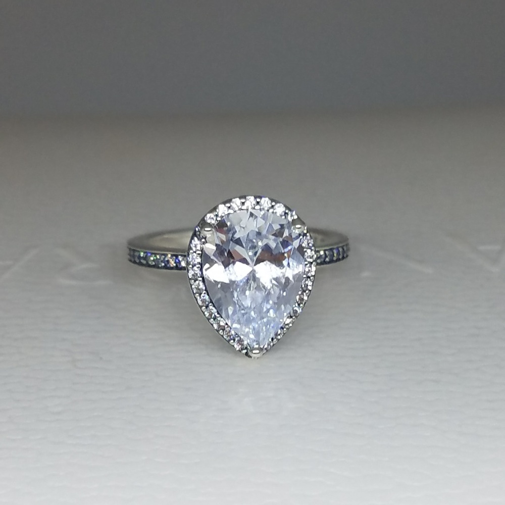New Pandora Radiant Teardrop Clear CZ Ring #196251